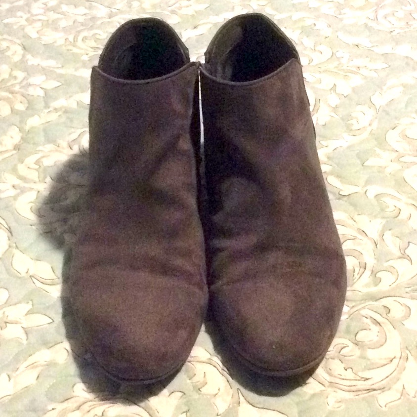 Dark Gray Faux Suede Booties